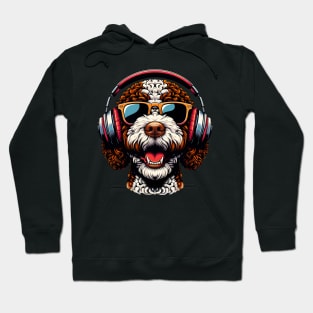 Lagotto Romagnolo Smiling DJ with Headphones and Sunglasses Hoodie